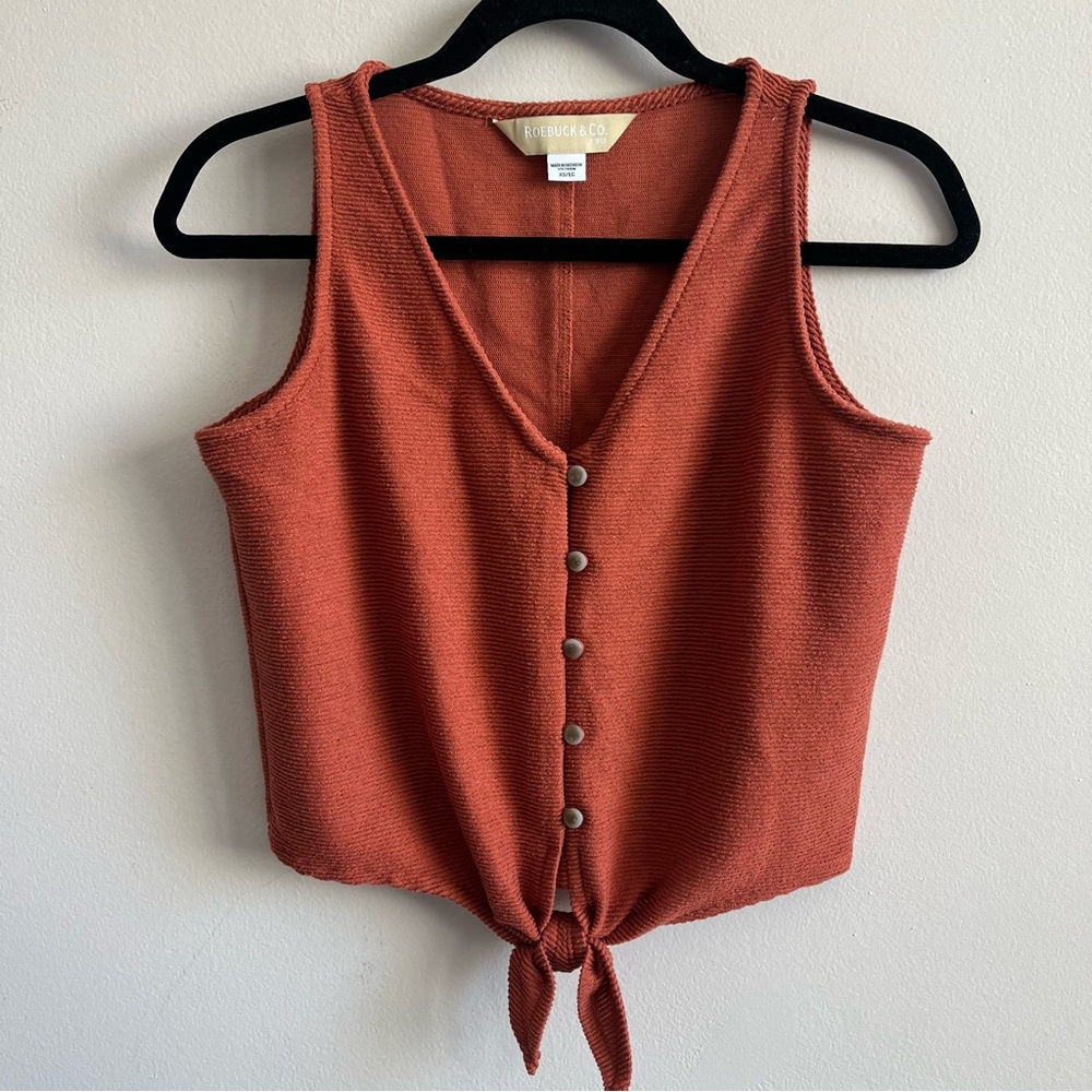 Rust Tie Front Top